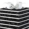 Intratuin kerst ornament Lahja cadeau zwart streep 8 x 8 x 12 cm