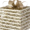 Intratuin kerst ornament Lahja cadeau goud streep 6 x 6 x 8,5 cm