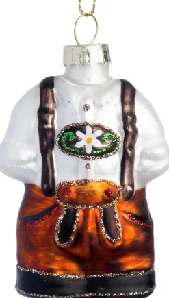 Intratuin kerst ornament lederhosen bruin / wit 5,3 x 3,5 x 7,8 cm