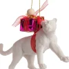 Intratuin kerst ornament leeuw met cadeau wit / rood 10 x 4 x 10 cm