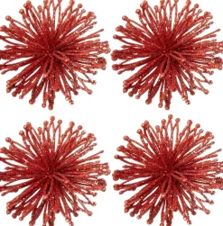 Intratuin kerst ornament Leoben rood D 10 cm 4 stuks