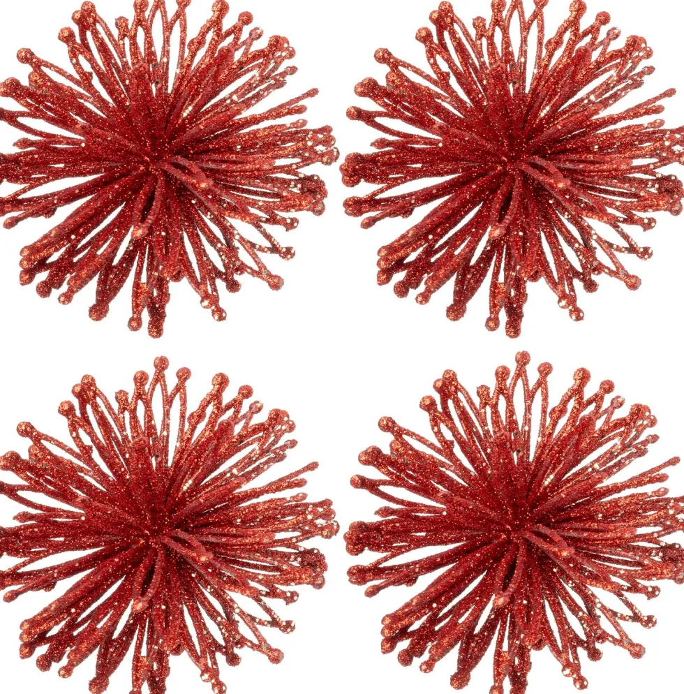 Intratuin kerst ornament Leoben rood D 10 cm 4 stuks