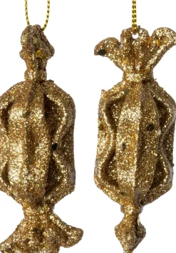 Intratuin kerst ornament Lita snoep goud D 2,5 H 7,5 cm 2 stuks