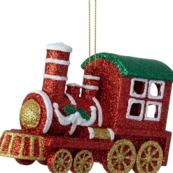 Intratuin kerst ornament locomotief rood / goud / groen 11,8 x 4,3 x 6,6 cm