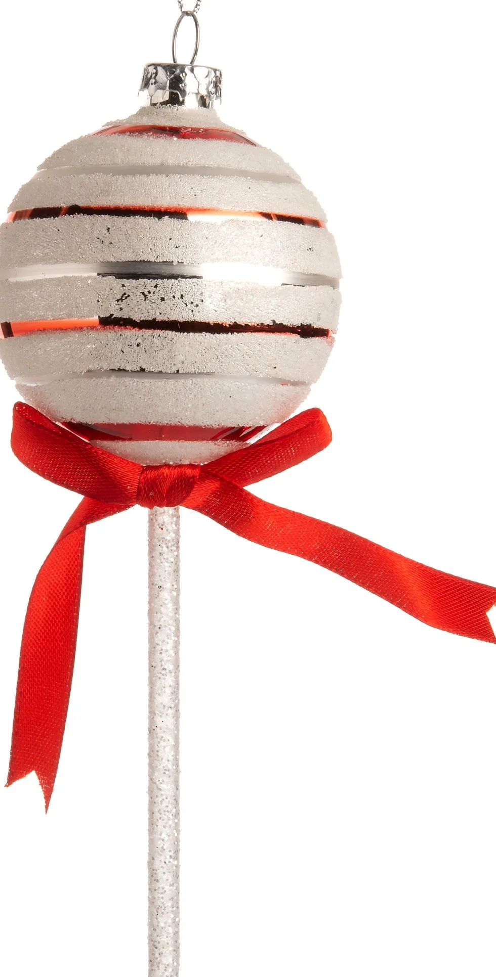 Intratuin kerst ornament Lolly wit / rood D 5,5 H 15 cm