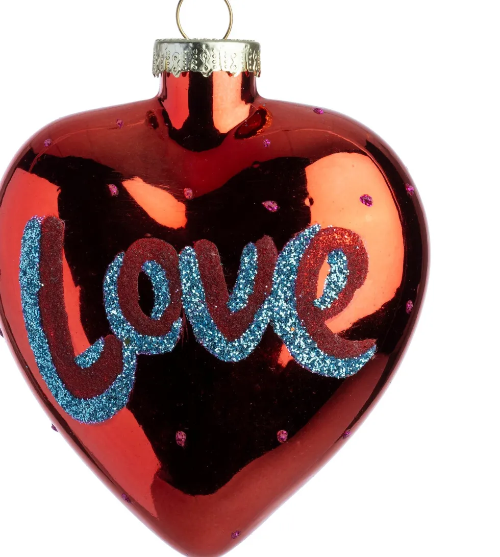 Intratuin kerst ornament Love hart rood 7,7 x 4,1 x 9,1 cm