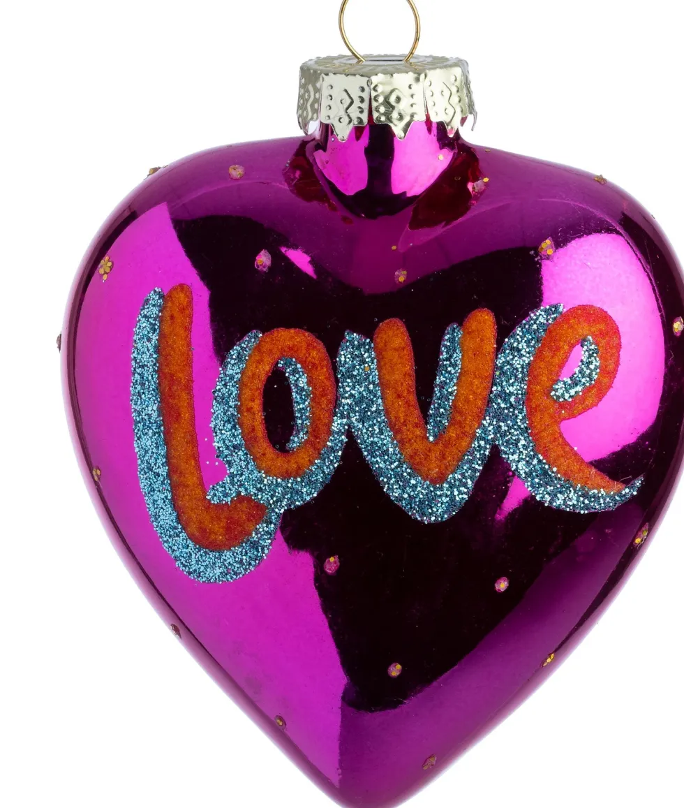 Intratuin kerst ornament Love hart roze 7,7 x 4,1 x 9,1 cm