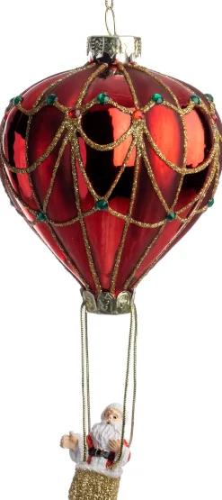 Intratuin kerst ornament luchtballon rood 7,5 x 7,5 x 15,3 cm
