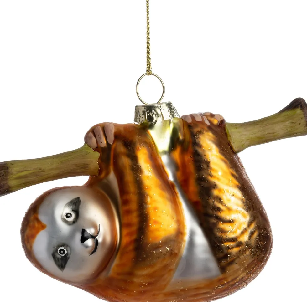 Intratuin kerst ornament luiaard bruin 8 x 10 x 6 cm