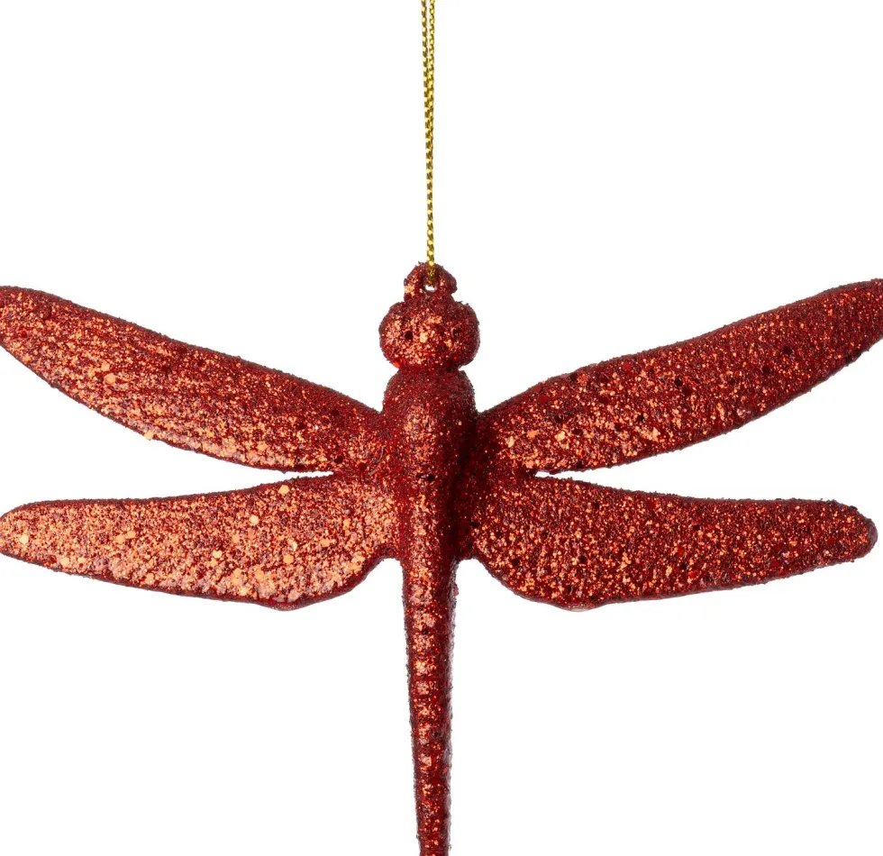 Intratuin kerst ornament Luna libelle rood 14 x 0,3 x 9 cm