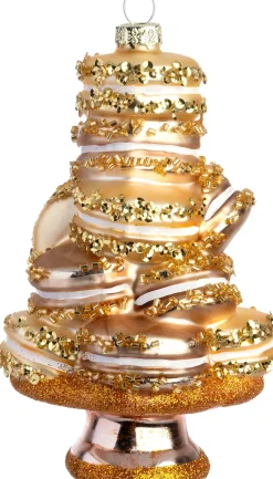 Intratuin kerst ornament macarontaart goud 8,2 x 8,2 x 13,6 cm
