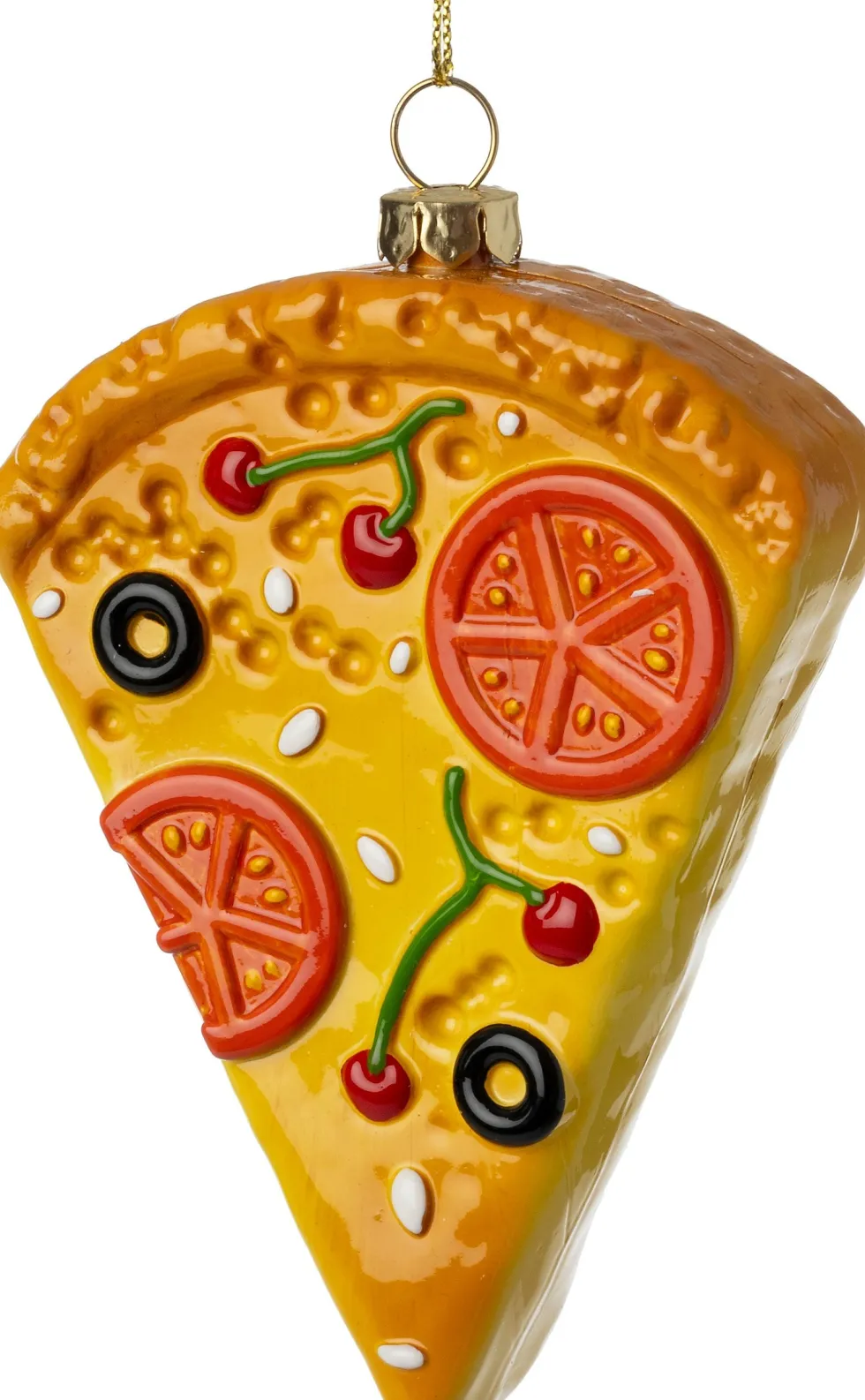 Intratuin kerst ornament Mats pizzapunt oranje 8,5 x 2,8 x 13 cm