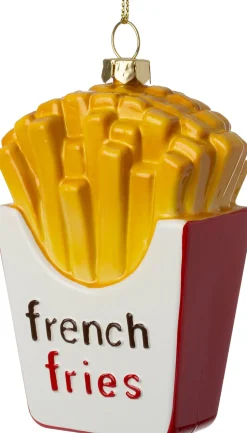 Intratuin kerst ornament Mats frites wit / geel 7 x 4 x 11,3 cm