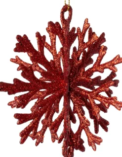 Intratuin kerst ornament Milou sneeuwvlok rood D 11 H 12 cm