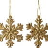 Intratuin kerst ornament Milou sneeuwvlok goud 5,5 x 1 x 6,5 cm 2 stuks
