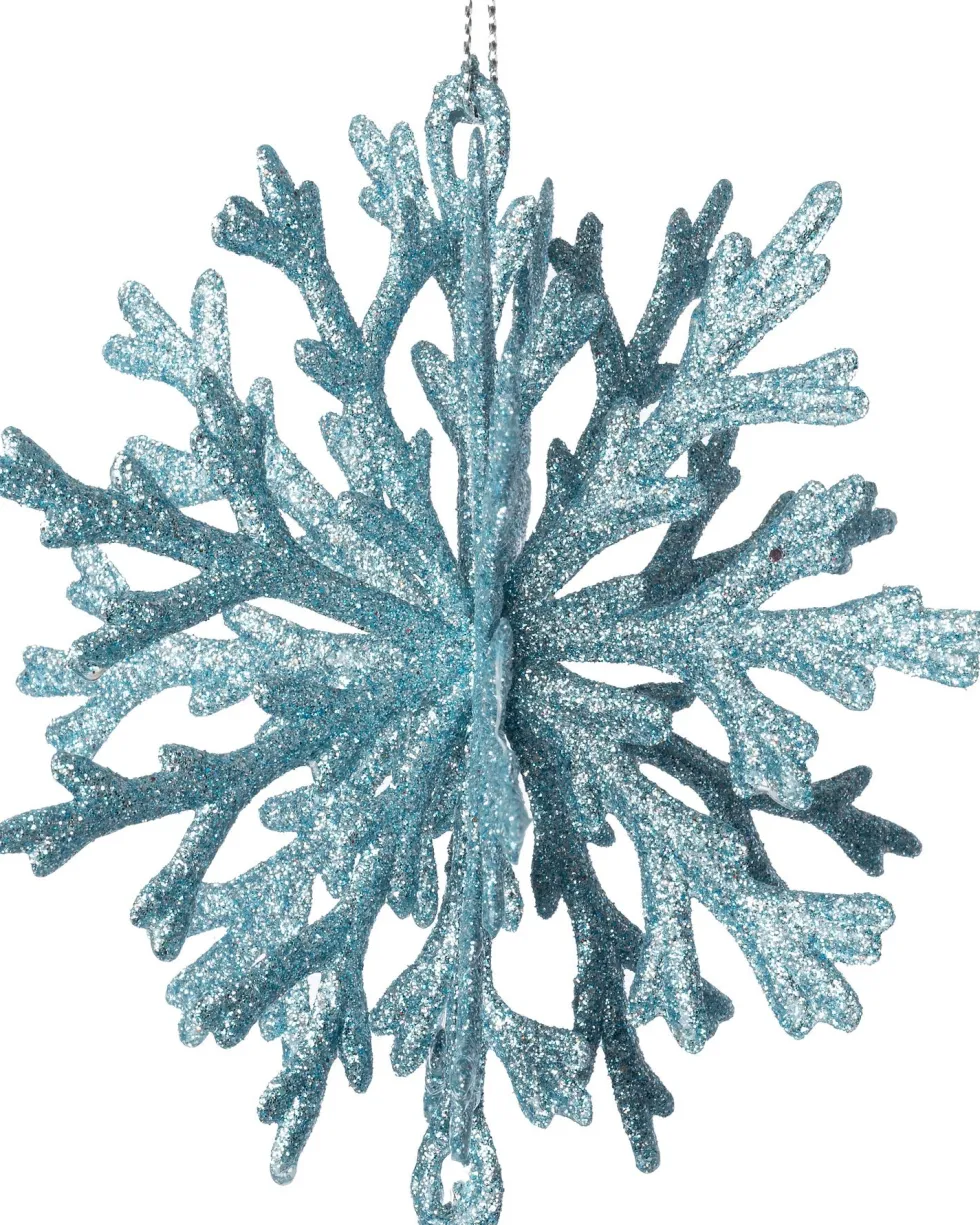 Intratuin kerst ornament Milou sneeuwvlok lichtblauw D 11 H 12 cm