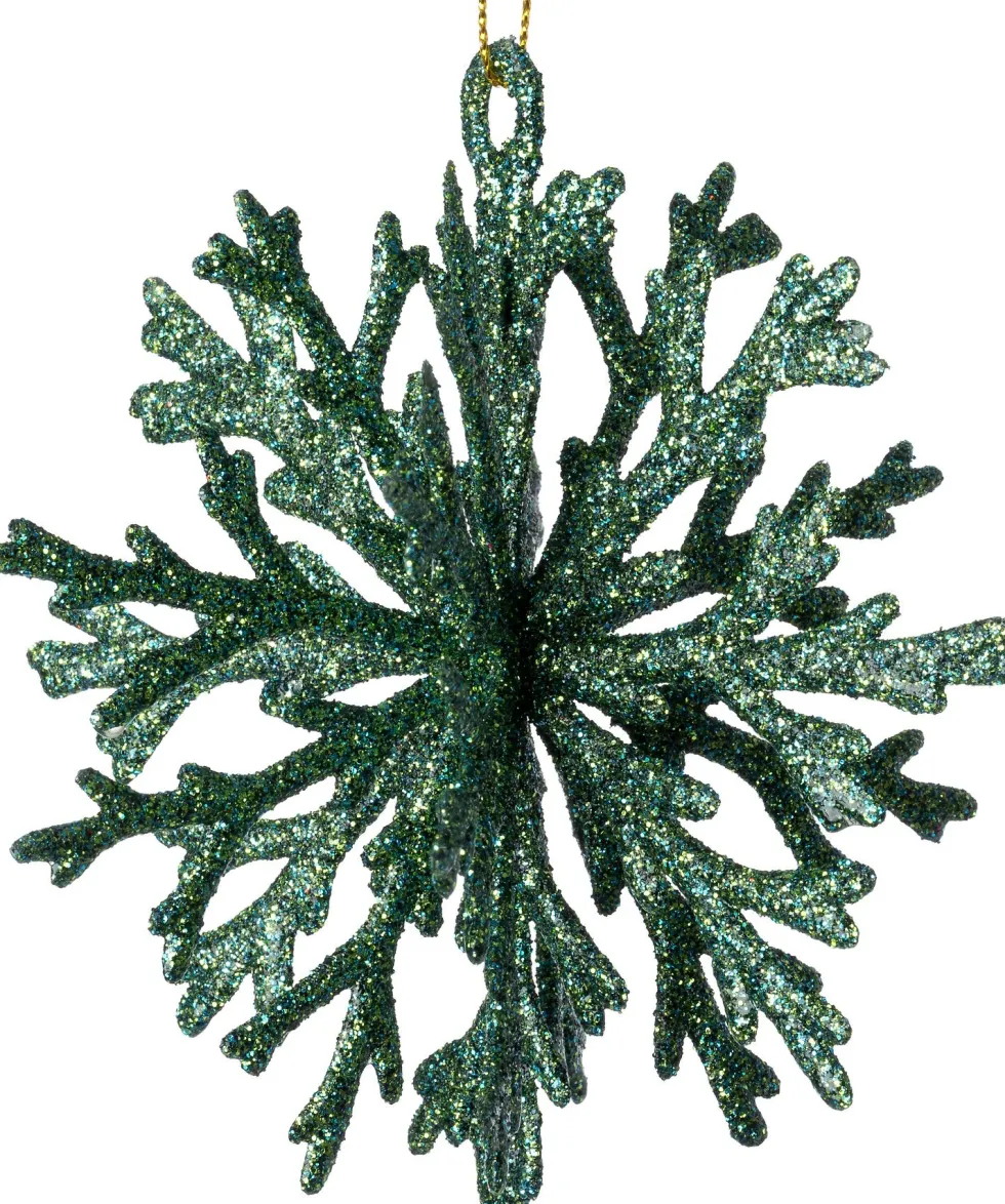 Intratuin kerst ornament Milou sneeuwvlok groen D 11 H 12 cm