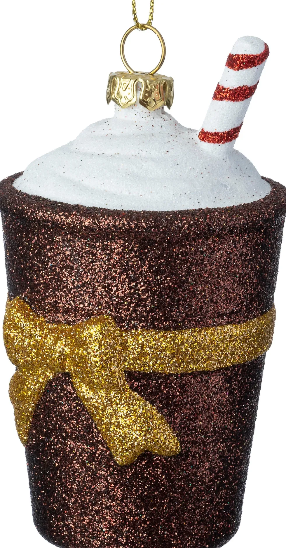 Intratuin kerst ornament milkshake bruin / goud / wit 6,2 x 6,2 x 11 cm