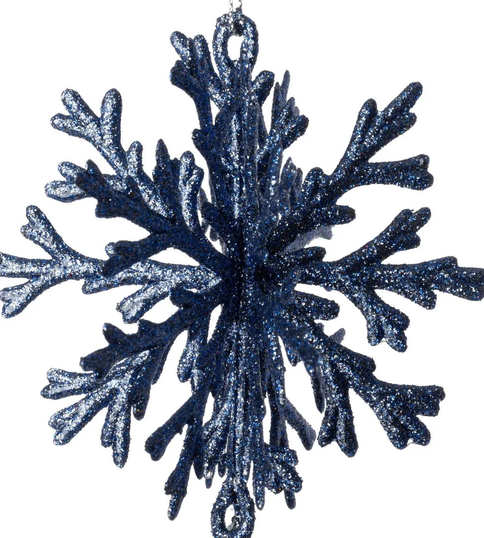 Intratuin kerst ornament Milou sneeuwvlok donkerblauw D 11 H 12 cm