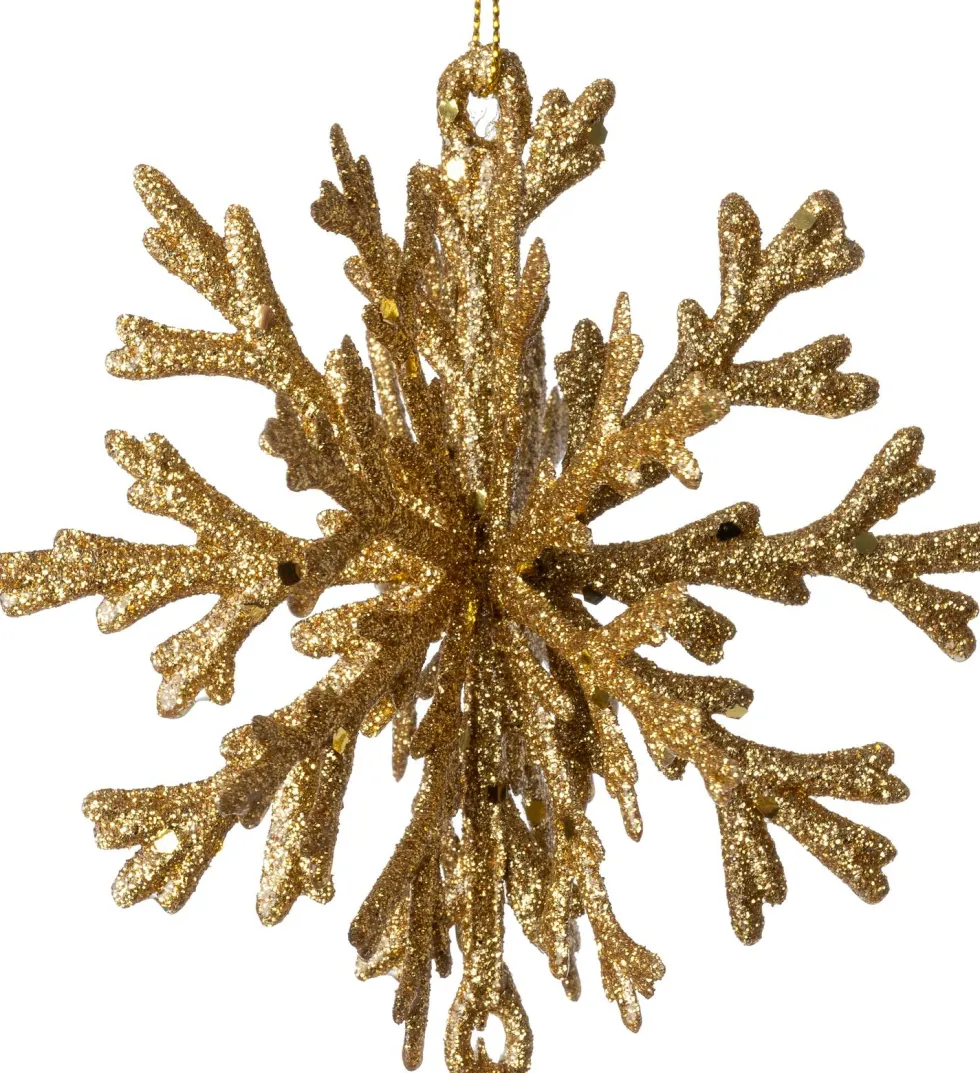 Intratuin kerst ornament Milou sneeuwvlok goud D 11 H 12 cm