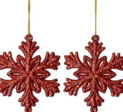Intratuin kerst ornament Milou sneeuwvlok rood 5,5 x 1 x 6,5 cm 2 stuks