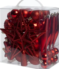 Intratuin kerst ornament mix Troy rood D 3-20 cm 50-delig