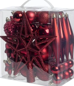 Intratuin kerst ornament mix Troy bordeaux D 3-20 cm 50-delig