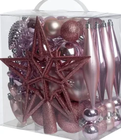 Intratuin kerst ornament mix Troy roze D 3-20 cm 50-delig