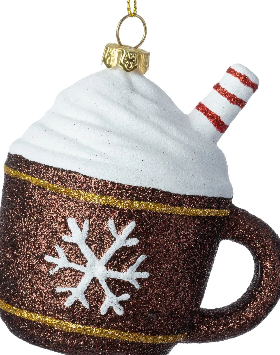Intratuin kerst ornament mok slagroom bruin / wit 9,4 x 7,3 x 9,7 cm
