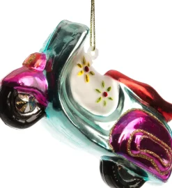 Intratuin kerst ornament motor roze / blauw 9,8 x 4,7 x 7,3 cm