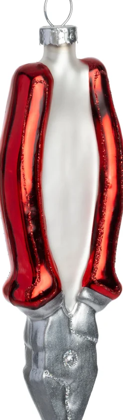 Intratuin kerst ornament nijptang rood / zilver 4,1 x 1,8 x 11,4 cm