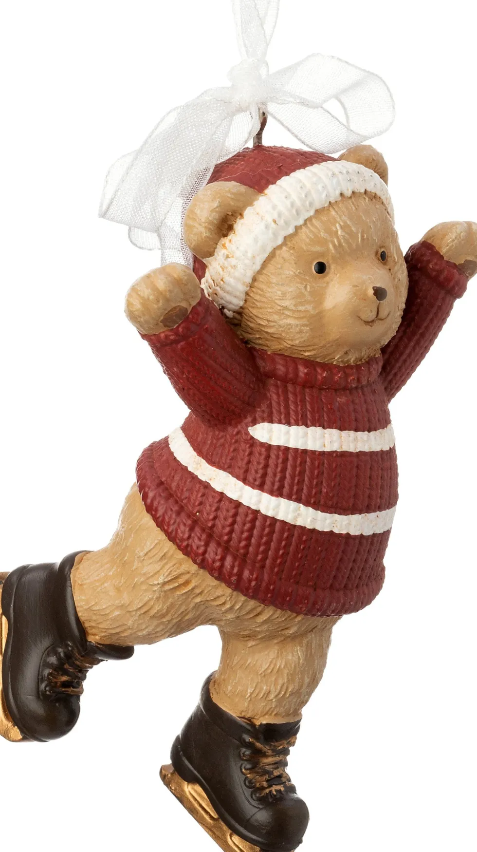 Intratuin kerst ornament Niva beer op schaatsen rood / bruin 4,6 x 4 x 9 cm