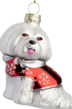 Intratuin kerst ornament Nonja hond wit 5,7 x 7,5 x 4,5 cm