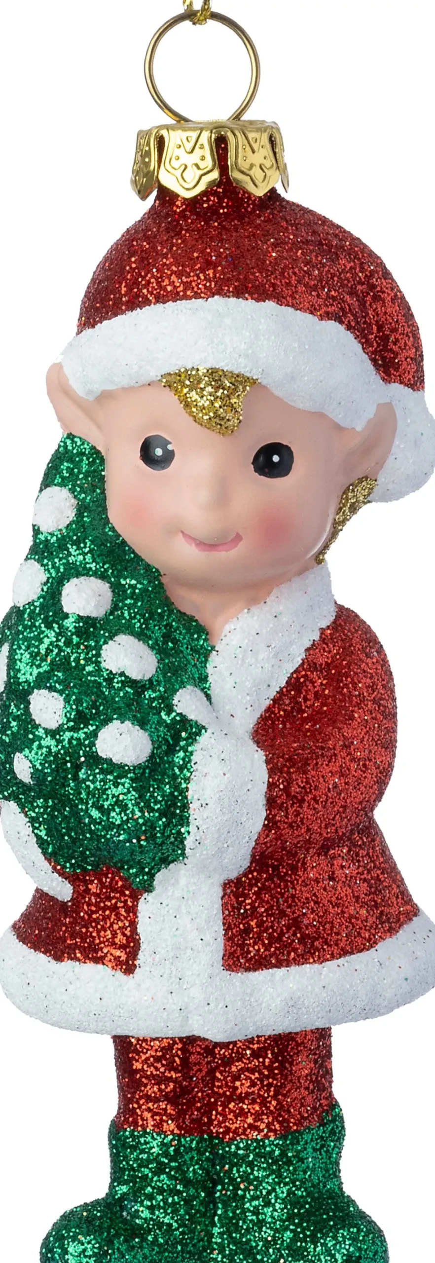 Intratuin kerst ornament Olfa elf kerstboom rood / wit / groen 4,3 x 3,9 x 11,5 cm