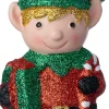 Intratuin kerst ornament Olfa elf cadeau staand rood / goud / groen 6,3 x 4,2 x 12,6 cm