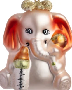 Intratuin kerst ornament olifant roze / goud 7,4 x 5,1 x 9,2 cm