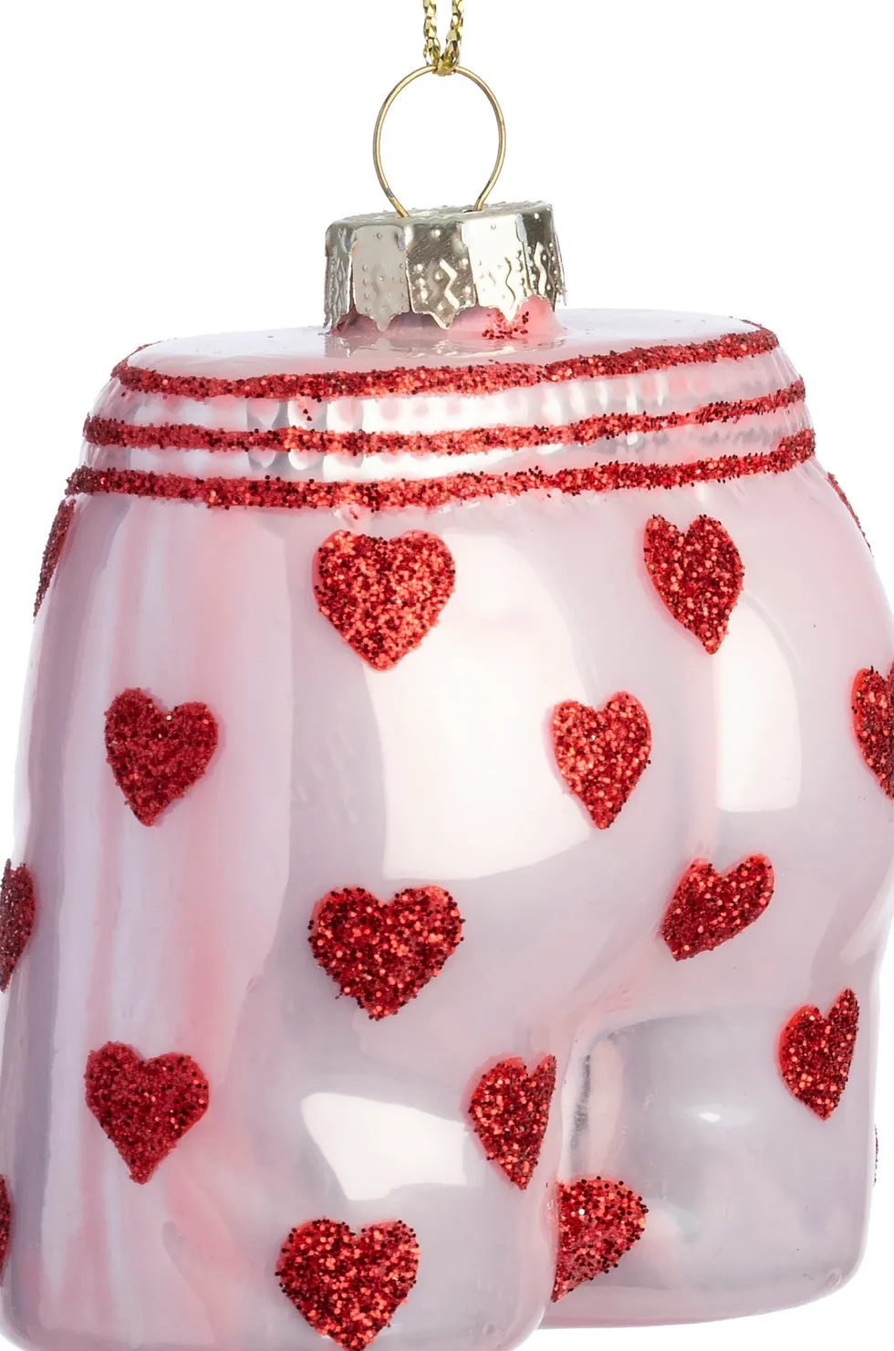 Intratuin kerst ornament onderbroek roze / rood 6,2 x 4,1 x 7 cm