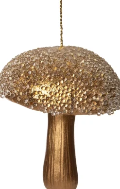 Intratuin kerst ornament paddenstoel D 5,5 H 6,8 cm goud