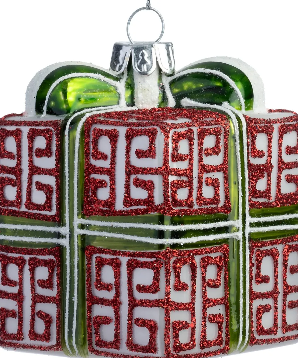 Intratuin kerst ornament Paisley cadeau rood 7,5 x 6 x 6 cm