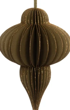 Intratuin kerst ornament papier groen / goud D 8,5 H 11,5 cm