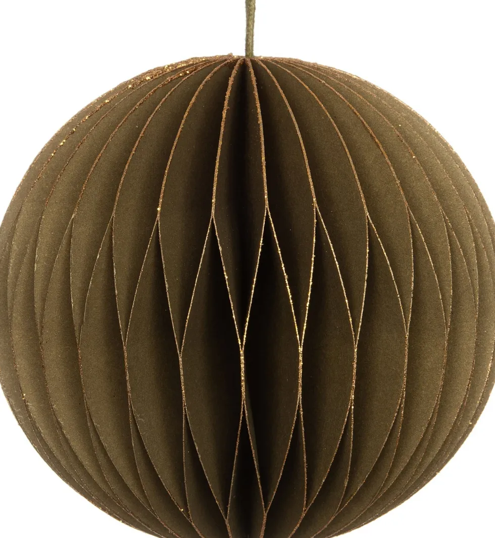 Intratuin kerst ornament papier groen / goud D 9 H 9 cm