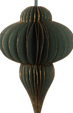 Intratuin kerst ornament papier goud / groen D 8,5 H 11,5 cm