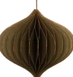 Intratuin kerst ornament papier groen / goud D 10 H 9 cm