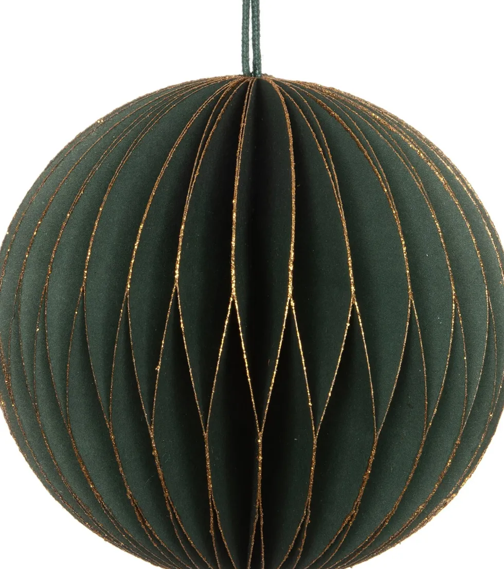 Intratuin kerst ornament papier goud / groen D 9 H 9 cm
