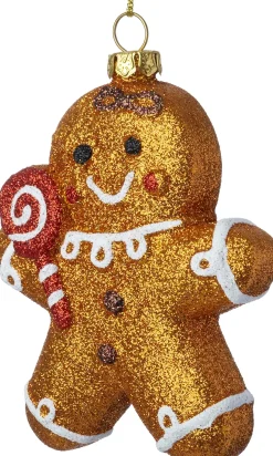 Intratuin kerst ornament peperkoek bruin / wit 8,6 x 2,8 x 10 cm