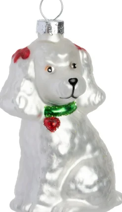 Intratuin kerst ornament poedel wit / goud 5,4 x 4,2 x 8,5 cm