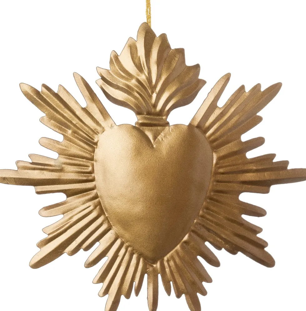 Intratuin kerst ornament Rabius hart goud 17 x 16 cm