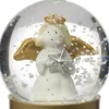 Intratuin kerst ornament Ravi sneeuwbol engel wit / goud D 4,5 H 6,8 cm