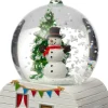 Intratuin kerst ornament Ravi sneeuwbol caravan wit / rood 5 x 4,5 x 7 cm