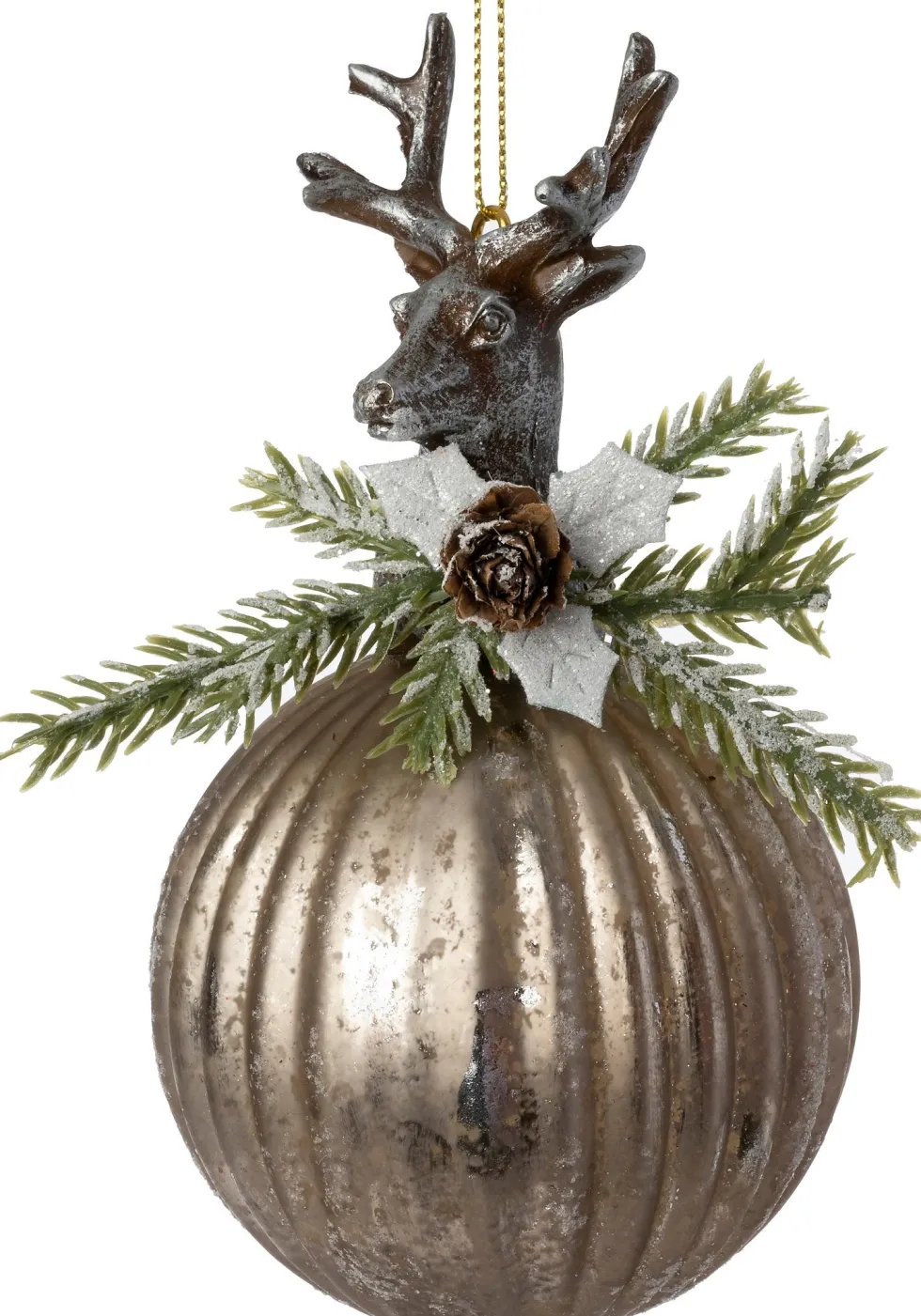 Intratuin kerst ornament rendier grijs D 8 H 14 cm
